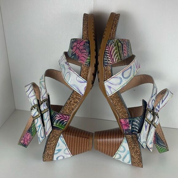 L’Artiste by Spring Step Bakiki Floral Embossed Leather Strappy Sandals 42 - Picture 10 of 12